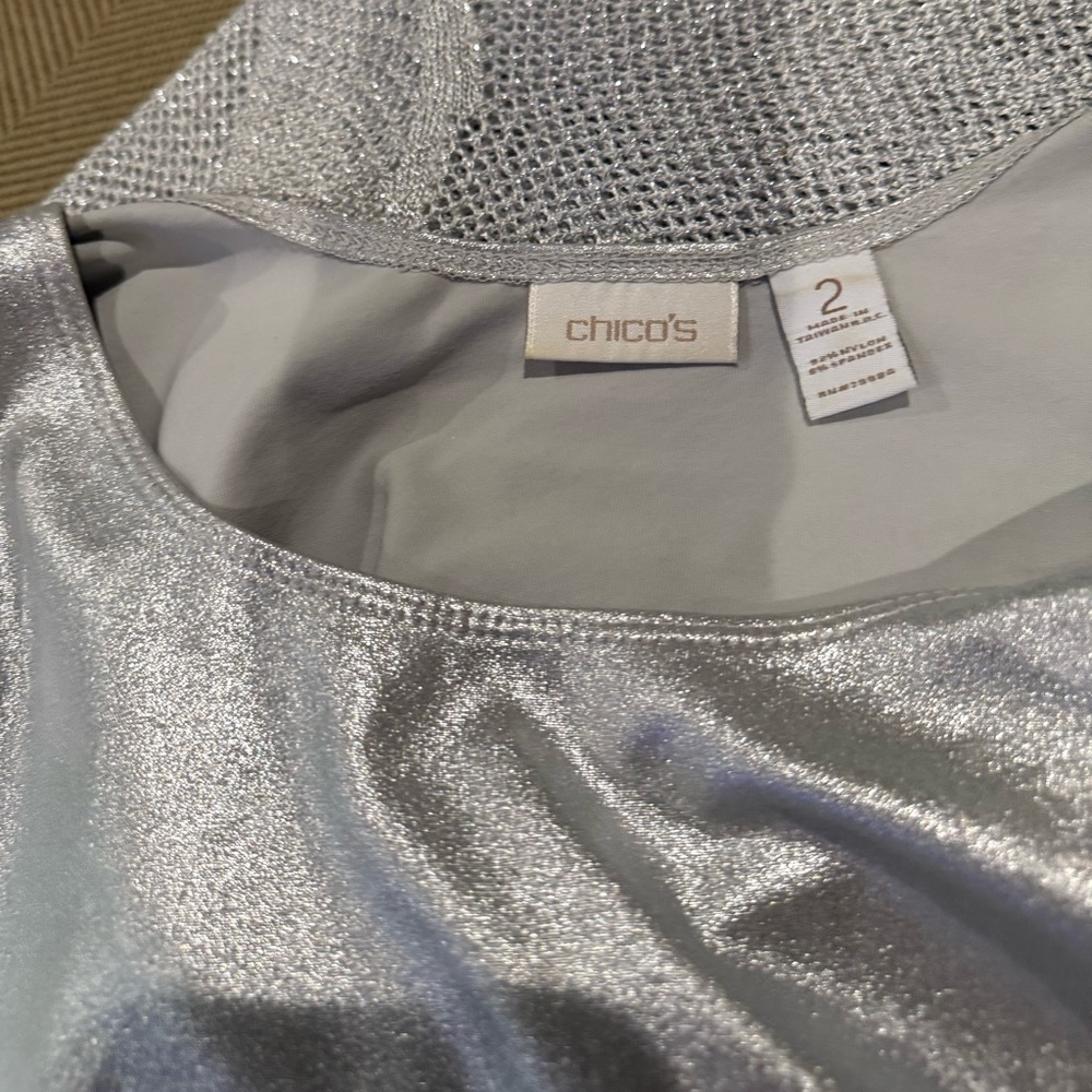Chico's Shiny Silver Shell and Sweater